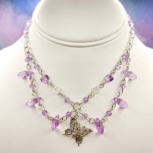 Fairy Core Choker Necklace Lavender Butterfly